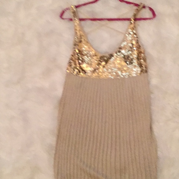 bebe Dresses & Skirts - Gold and coco cocktail dress bebe Dresses & Skirts - Gold and coco cocktail dress